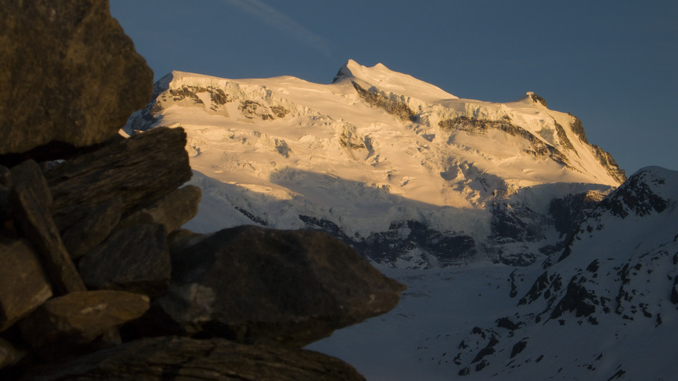 Le Grand Combin depuis la terrasse de la cabane de Panossire
