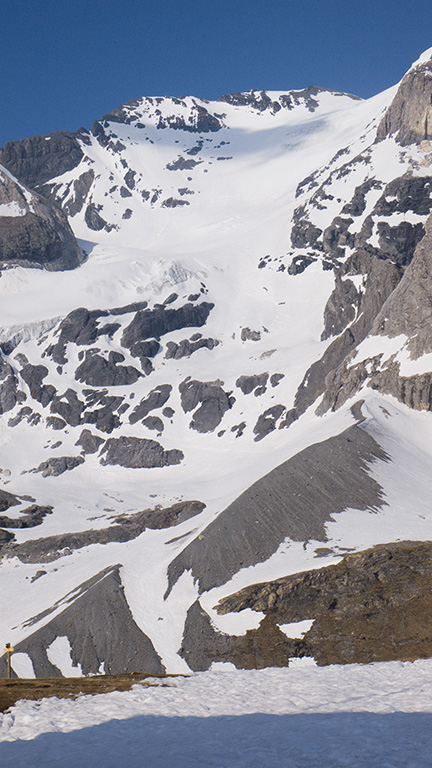 Les Grands Couloirs en soire, depuis le refuge du Col de la Vanoise.